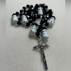 Rosary one of a kind hand crafted with snowman Our Father beads